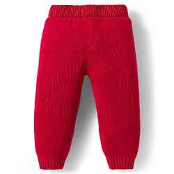 Babyhug Cotton Knit Full Raglan Sleeves Striped Sweater Set with Cap - Red