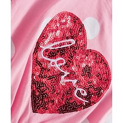 Babyhug 100 % Cotton Knit Half Sleeves Top with Polka Dot & Sequined Heart - Pink