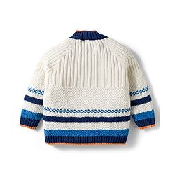 Babyhug Cotton Knitted Full Raglan Sleeves Solid Sweater Set With Cap - Navy Blue & White