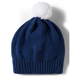 Babyhug Cotton Knitted Full Raglan Sleeves Solid Sweater Set With Cap - Navy Blue & White