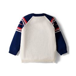 Babyhug Cotton Knit Full Raglan Sleeves Sweater Set with Fair Isle Design & Cap - Navy Blue