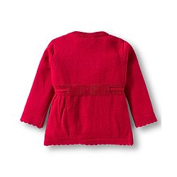 Babyhug Cotton Knit Full Sleeves Pullover Sweater Set with Cap & Cable Knit Design - Red
