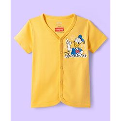 Babyhug Disney Interlock Knit Half Sleeves Jhablas With Donald Duck Print Pack Of 3 - Yellow Light Blue & Sea Green