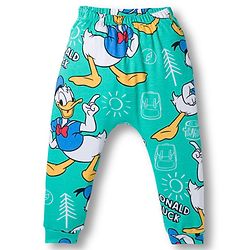 Babyhug Disney Interlock Knit Full Length Diaper Leggings With Donald Duck Graphics Pack Of 3 - Light Blue Sea Green & Yellow
