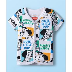Babyhug Disney Interlock Knit Half Sleeves Jhablas With Dalmatians Print Pack Of 3 - White Blue & Sea Green