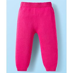 Babyhug Cotton Knit Full Sleeves Sweater Set with Bow Applique & Cap - Dark Pink