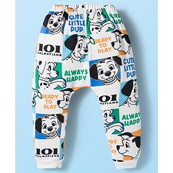 Babyhug Disney Interlock Knit Full Length Diaper Leggings With 101 Dalmatians Graphics Pack of 3 - Blue White & Sea Green