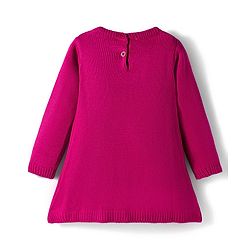Babyhug Knitted Full Sleeves Woollen Dress With Cable Knit Design - Dark Pink