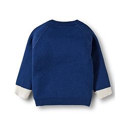 Babyhug Cotton Knit Full Sleeves Sweater Set with Cap  & Star Design - Navy Blue