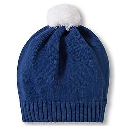 Babyhug Cotton Knit Full Sleeves Sweater Set with Cap  & Star Design - Navy Blue