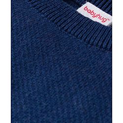 Babyhug Cotton Knit Full Sleeves Sweater Set with Cap  & Star Design - Navy Blue