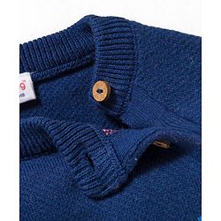Babyhug Cotton Knit Full Sleeves Sweater Set with Cap  & Star Design - Navy Blue