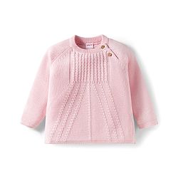 Babyhug Cotton Knit Full Sleeves Pullover Sweater Set with Cap & Cable Knit Design - Pink