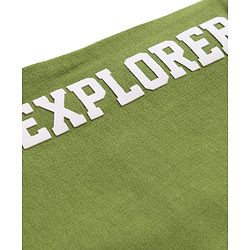 Babyhug French Terry Knit  Full Length Track Pant with Pockets & Explore Text Print - Green