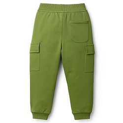 Babyhug French Terry Knit  Full Length Track Pant with Pockets & Explore Text Print - Green