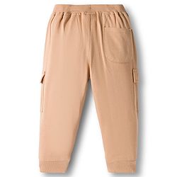 Babyhug French Terry Knit Full Length Lounge Pant With Text Badge - Cream