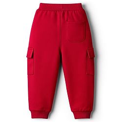 Babyhug French Terry Knit Full Length Lounge Pant With Text Print - Red