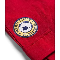 Babyhug French Terry Knit Full Length Lounge Pant With Text Print - Red