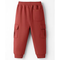 Babyhug French Terry Knit Lounge Pant With Text Print - Maroon