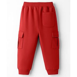 Babyhug French Terry Knit Lounge Pant With Text Print - Maroon