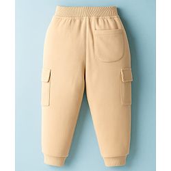 Babyhug Frenc Terry Knit Full Length Lounge Pant With Text Print - Beige
