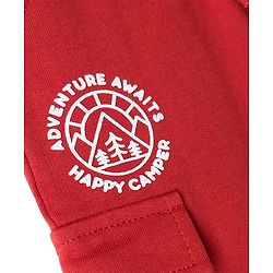 Babyhug French Terry Knit Full Length Lounge Pant With Text Print - Red
