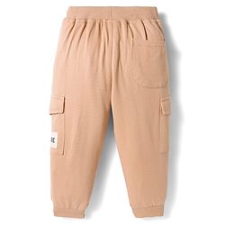 Babyhug French Terry Knit Full Length Lounge Pant Set With Text Badge - Cream