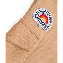 Babyhug French Terry Knit Full Length Lounge Pant Set With Text Badge - Cream