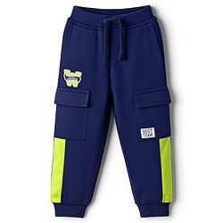 Babyhug French Terry Knit  Full Length Track Pant with Pockets & Best Team Text Print - Navy Blue