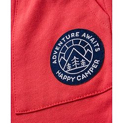 Babyhug French Terry Knit Full Length Lounge Pant With Text Print - Red