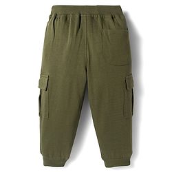 Babyhug French Terry Knit Full Length Lounge Pant with Patch - Olive Green