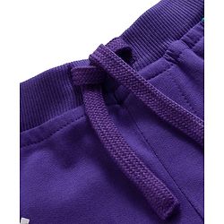 Babyhug French Terry Knit Full Length Lounge Pant With Text Patch - Purple