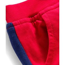 Babyhug French Terry Knit Full Length Lounge Pant  With Text Print - Red