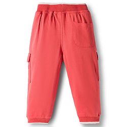 Babyhug French Terry Knit Full Length Lounge Pant With Text Badge - Rust Orange
