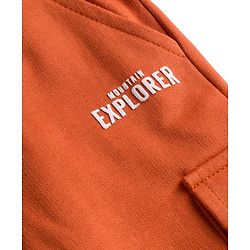 Babyhug French Terry Knit Full Length Lounge Pant With Text Print - Rust Orange