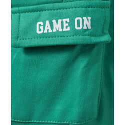 Babyhug French Terry Knit Full Length  Lounge Pant with Text Print - Green
