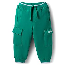 Babyhug French Terry Knit Full Length  Lounge Pant with Text Print - Green