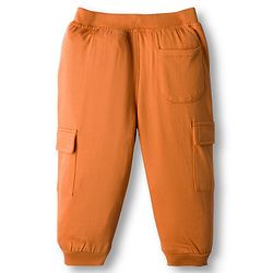 Babyhug Knit Full Length French Terry Lounge Pant With Text Patch - Brown