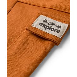 Babyhug Knit Full Length French Terry Lounge Pant With Text Patch - Brown