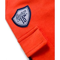 Babyhug French Terry Knit Full Length Lounge Pant with Pockets & Badge - Orange