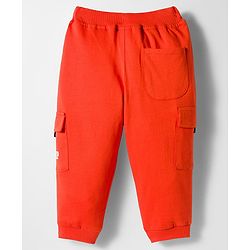 Babyhug French Terry Knit Full Length Lounge Pant with Pockets & Badge - Orange