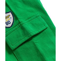 Babyhug French Terry Knit Full Length Lounge Pant With Text Print - Green