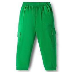 Babyhug French Terry Knit Full Length Lounge Pant With Text Print - Green