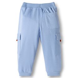 Babyhug French Terry Knit Full Length Lounge Pant With Text Patch - Light Blue