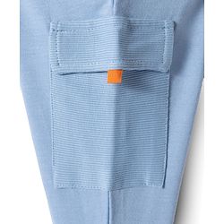 Babyhug French Terry Knit Full Length Lounge Pant With Text Patch - Light Blue