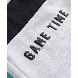 Babyhug French Terry Knit Full Length Lounge Pant with Game Time Text Print - Grey