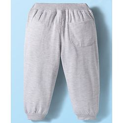 Babyhug French Terry Knit Full Length Lounge Pant with Game Time Text Print - Grey