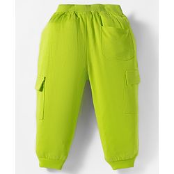 Babyhug French Terry Knit Full Length Track Pants with Pockets & Adventure Awaits Text Print - Limegreen