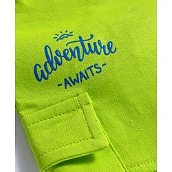 Babyhug French Terry Knit Full Length Track Pants with Pockets & Adventure Awaits Text Print - Limegreen