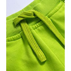 Babyhug French Terry Knit Full Length Track Pants with Pockets & Adventure Awaits Text Print - Limegreen